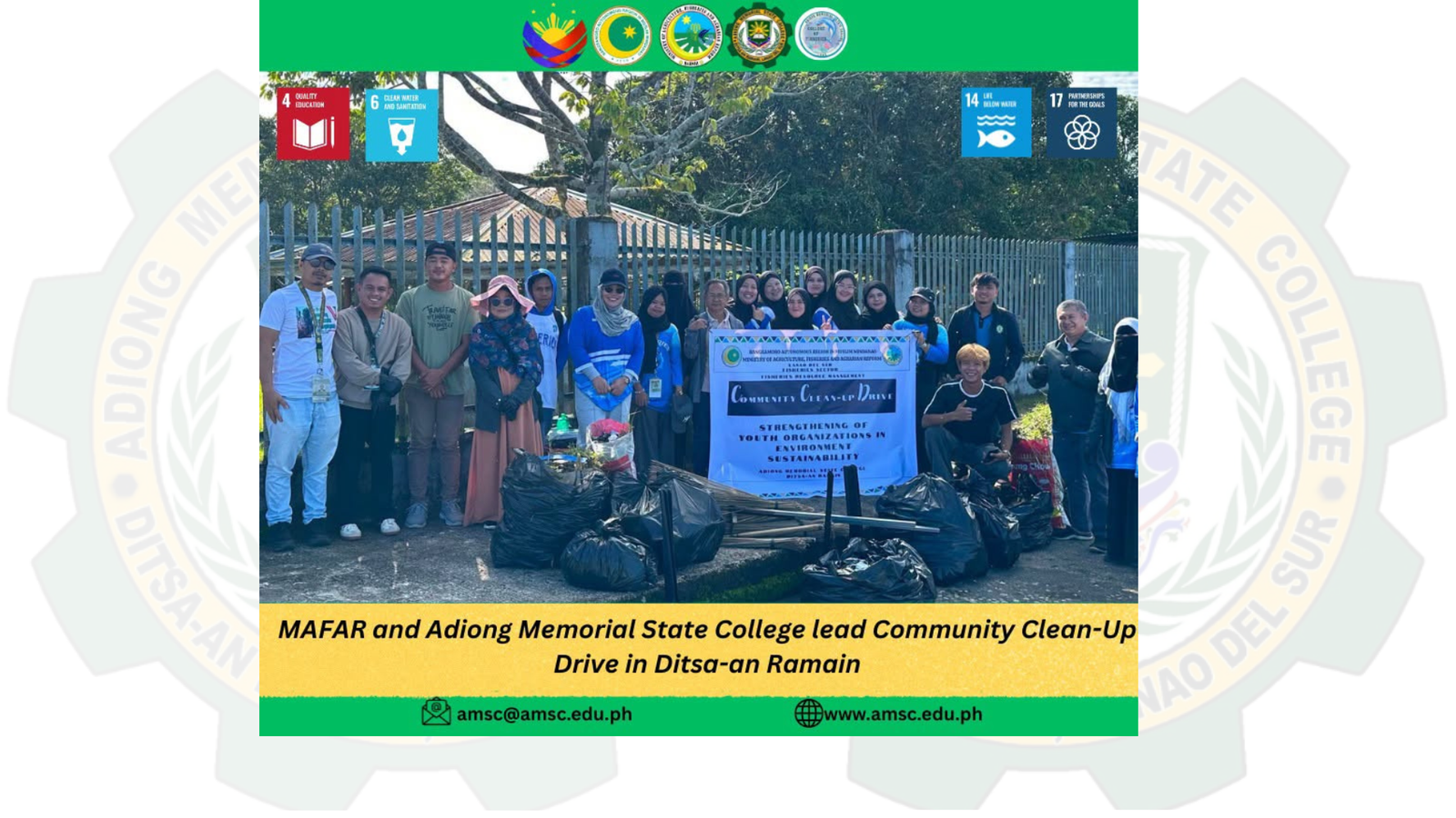 MAFAR and Adiong Memorial State College lead Community Clean-Up Drive in Ditsa-an Ramain